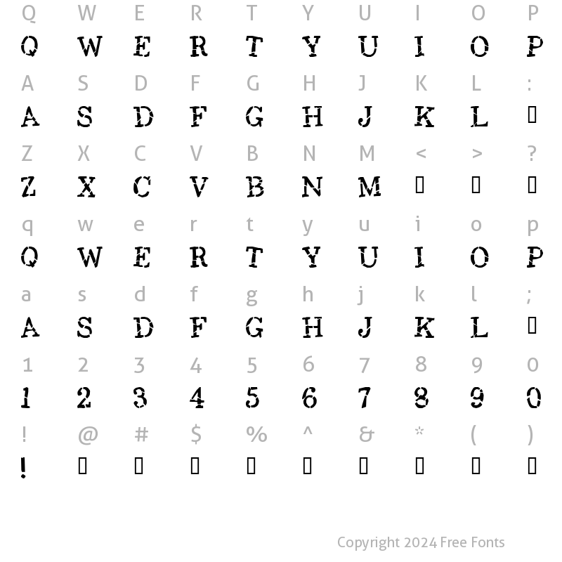 Character Map of Opium Regular