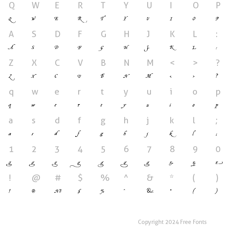 Character Map of Opsmarckt Alternative Regular