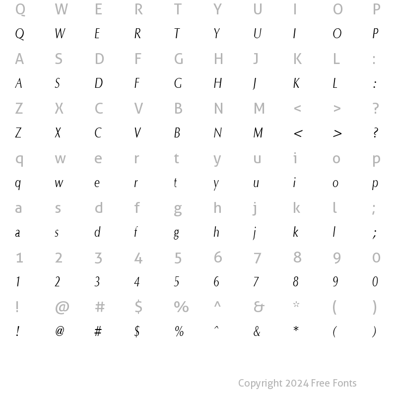 Character Map of OptaneCompact Italic