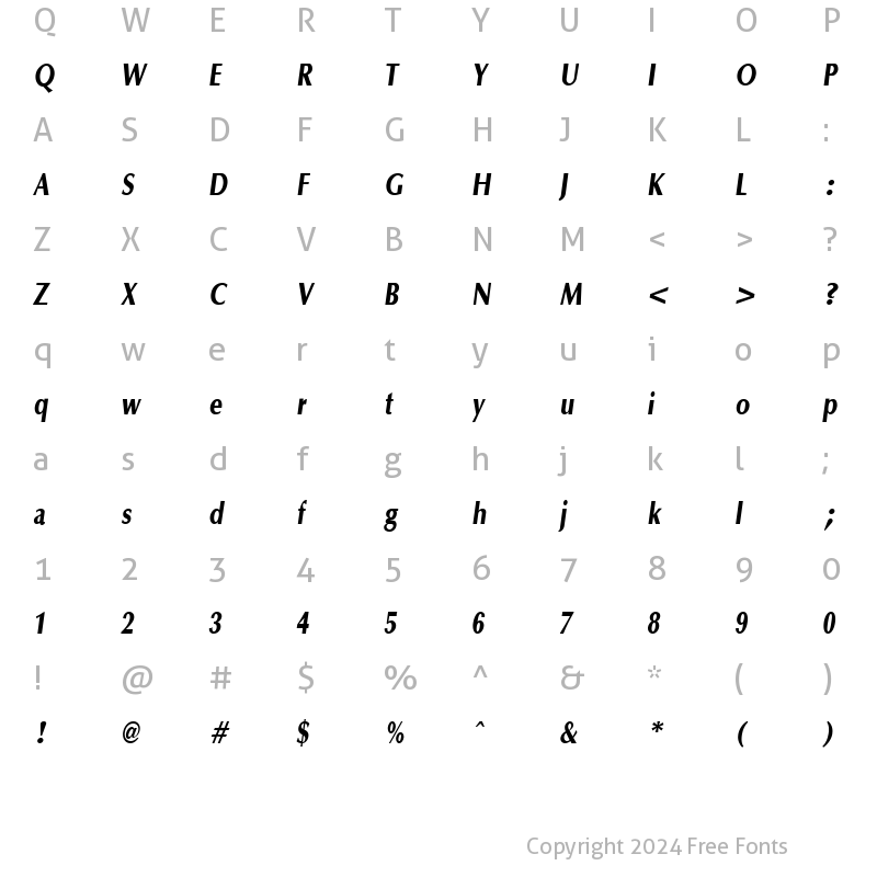 Character Map of OptaneCompactExtrabold Italic