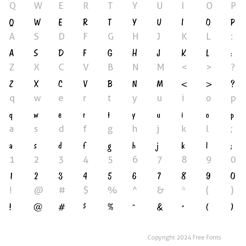 Character Map of OPTIAction-Brush Regular