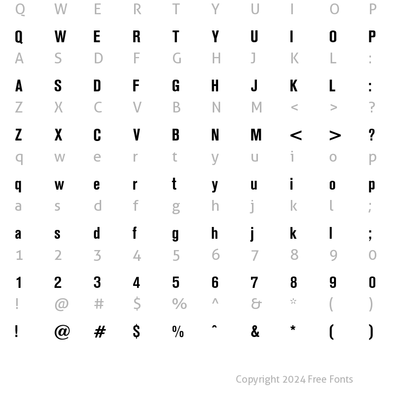 Character Map of OPTIAkrogroteskBold-Cond Regular