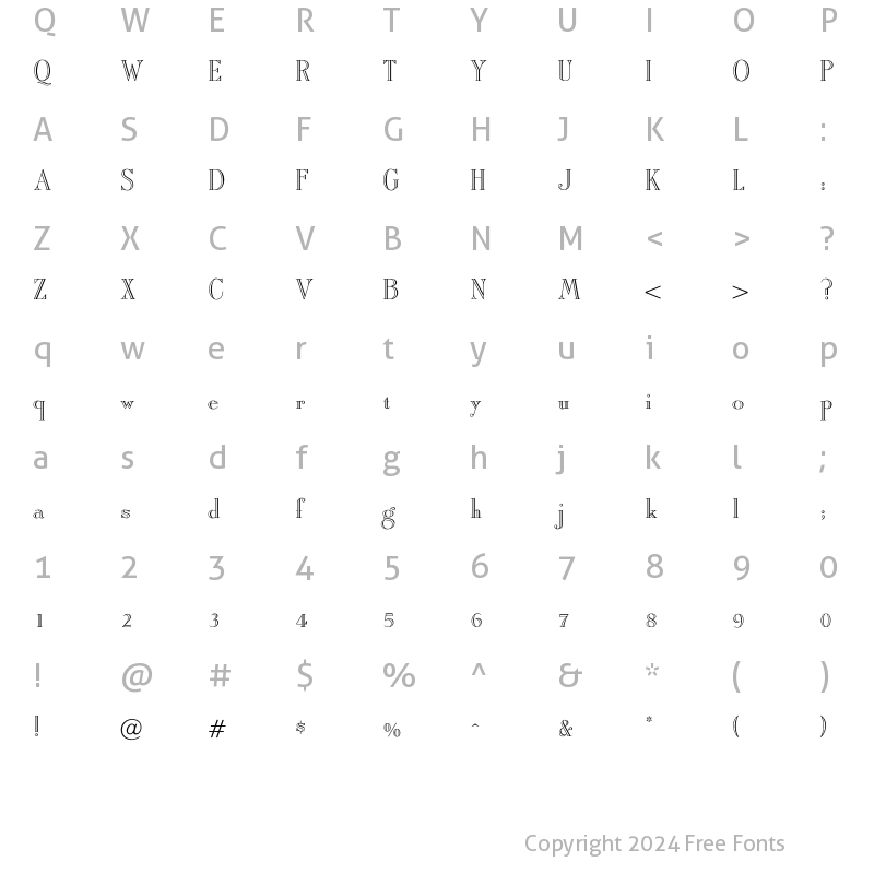 Character Map of OPTIAmadeus Open Regular