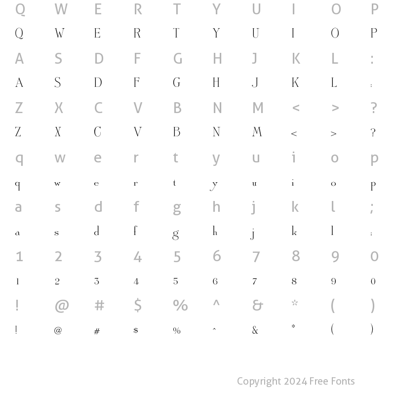 Character Map of OPTIAmadeus Solid Regular