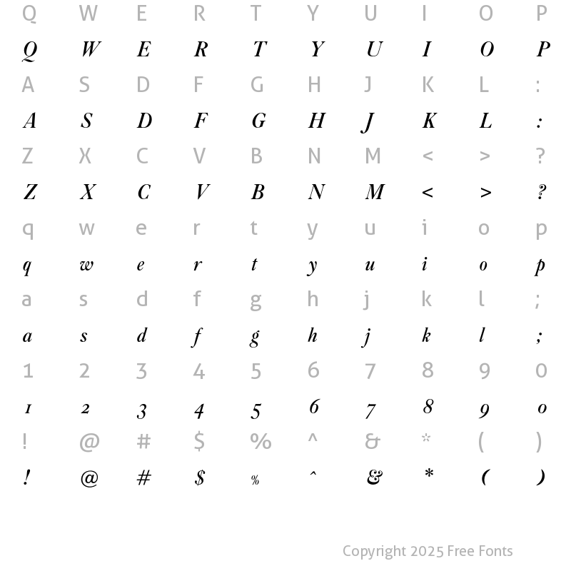 Character Map of OPTIAmericanCaslon ItSwash Regular