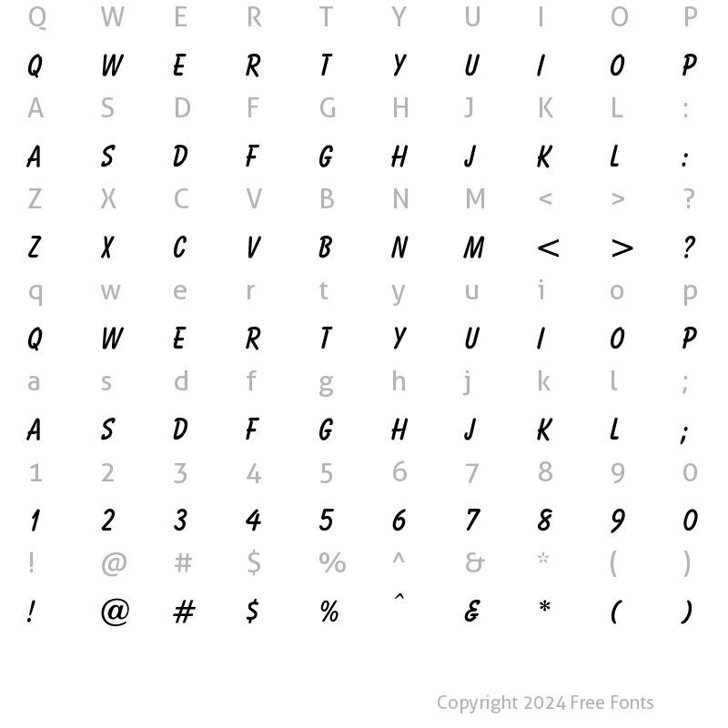 Character Map of OPTIBalloon Bold