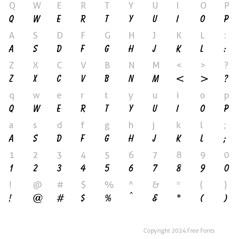 Character Map of OPTIBalloon Regular