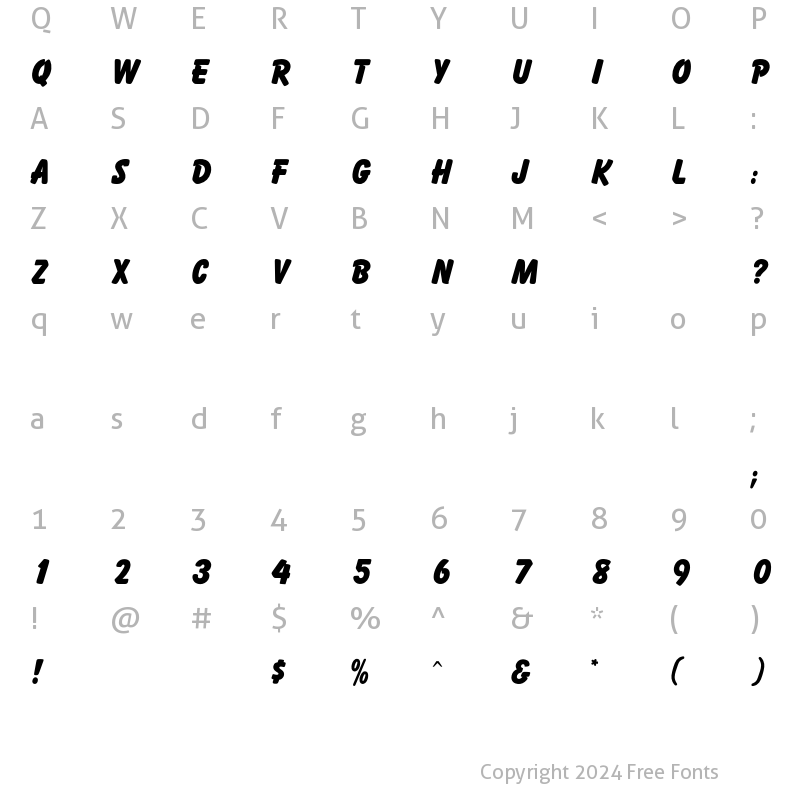 Character Map of OPTIBalloonExtraBold Regular