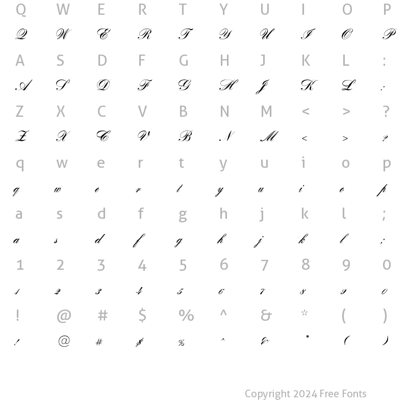 Character Map of OPTIBank Script