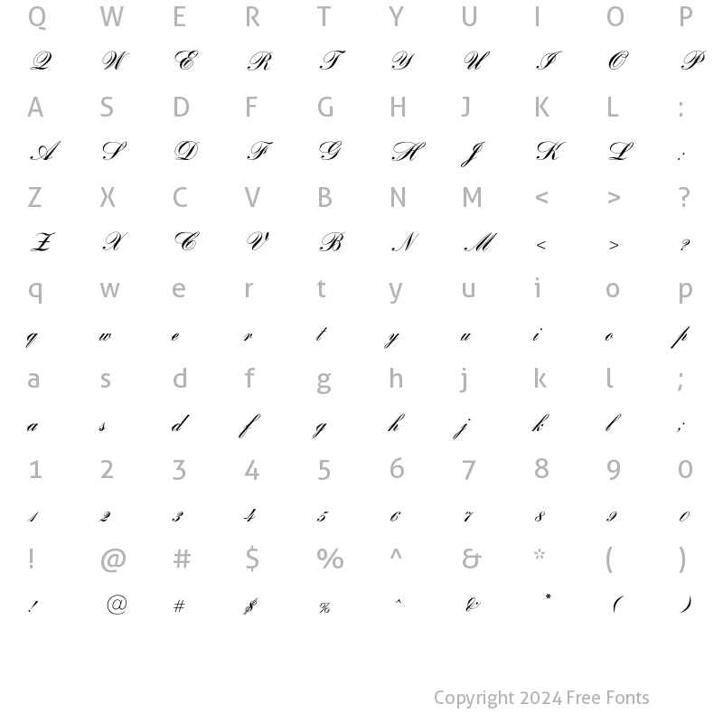 Character Map of OPTIBank Script Regular