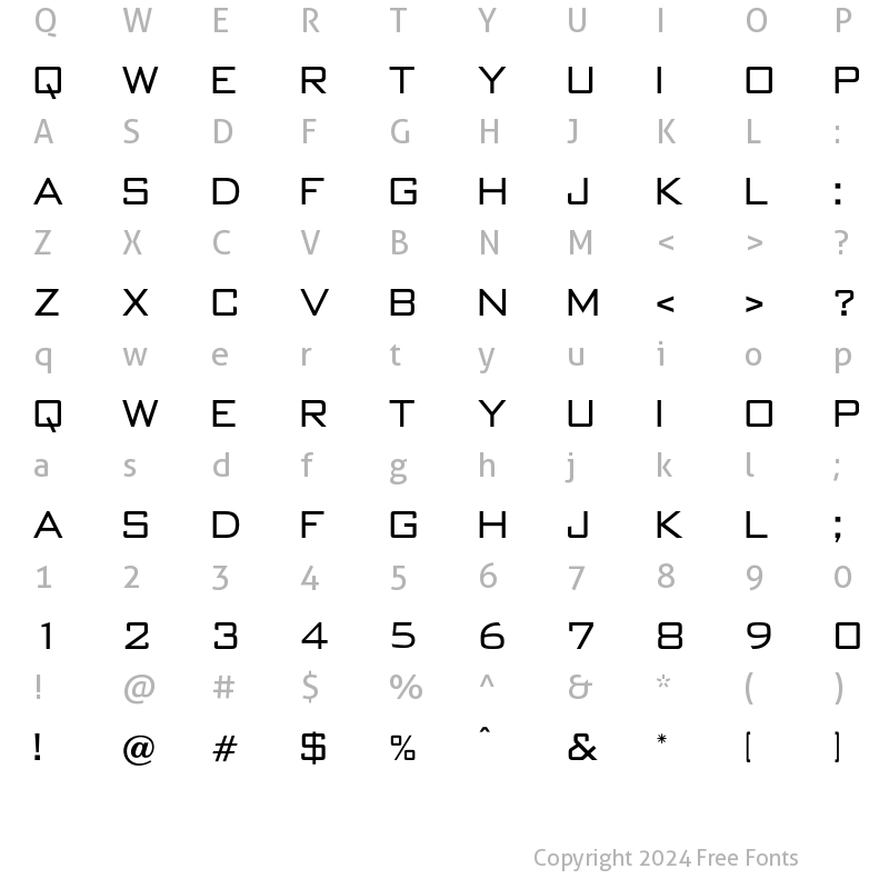 Character Map of OPTIBankGothic Light Regular