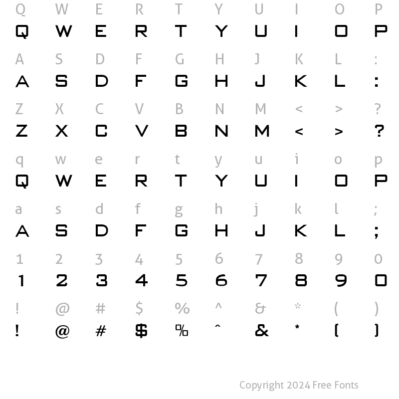 Character Map of OPTIBankGothic Regular