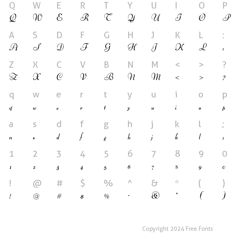 Character Map of OPTIBernhard Regular