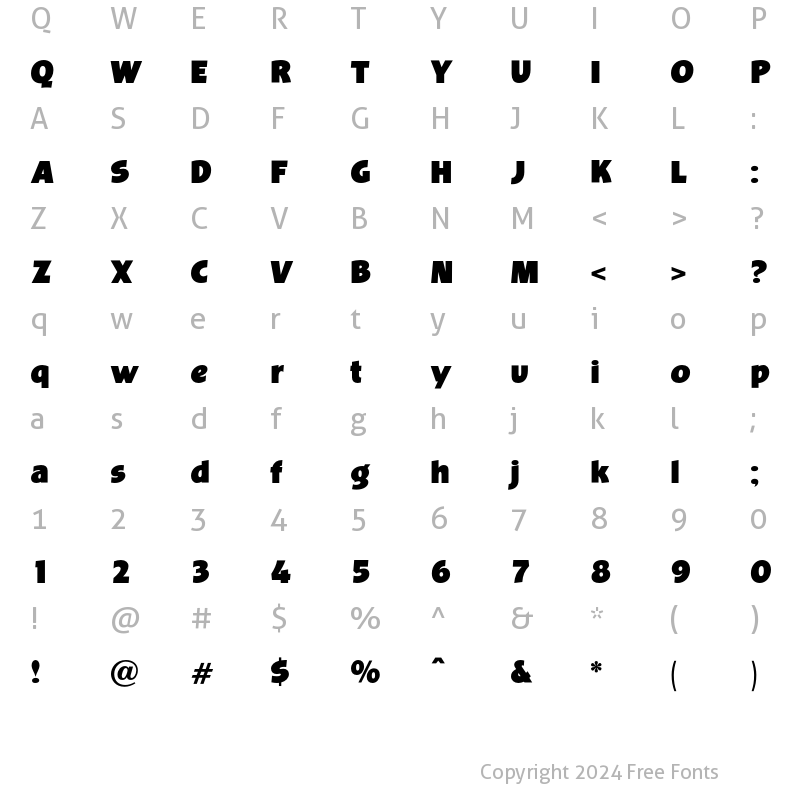 Character Map of OPTIBevis ExtraBold Regular