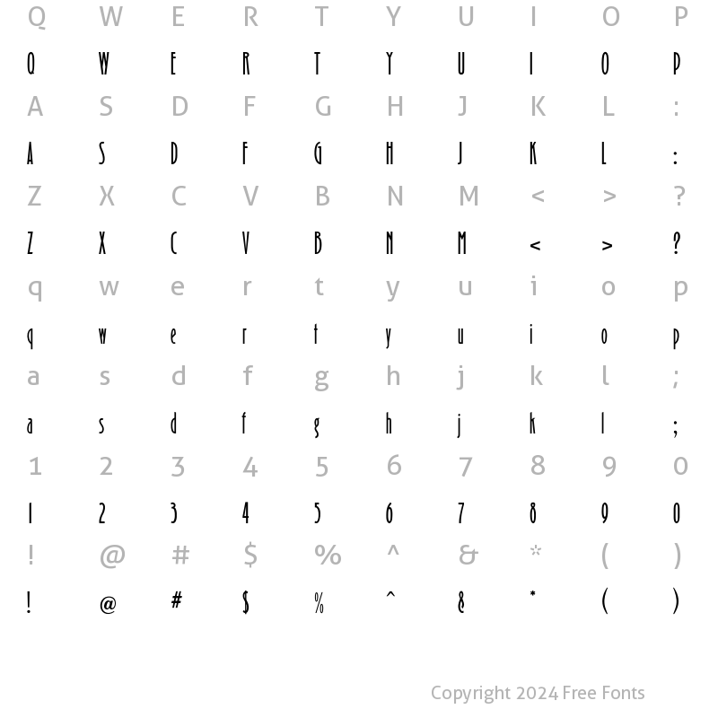 Character Map of OPTIBinnerGothic Regular