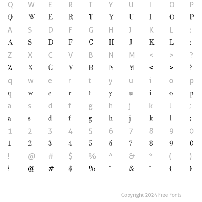 Character Map of OPTIBodoni Open Regular