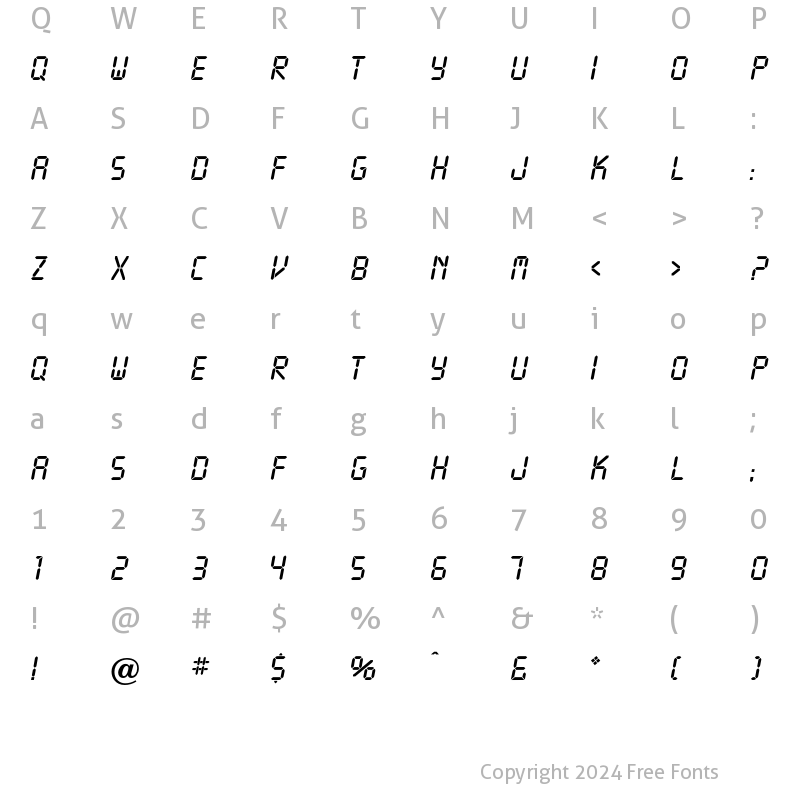 Character Map of OPTICalculator Regular