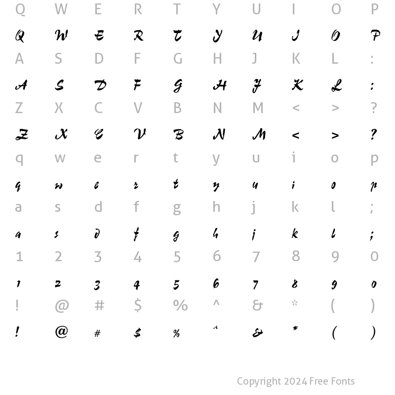 Character Map of OPTIChampion Script Regular