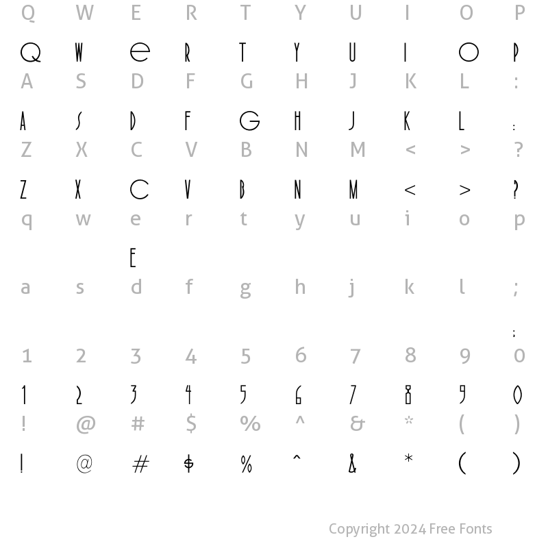 Character Map of OPTICinema-Solid Regular