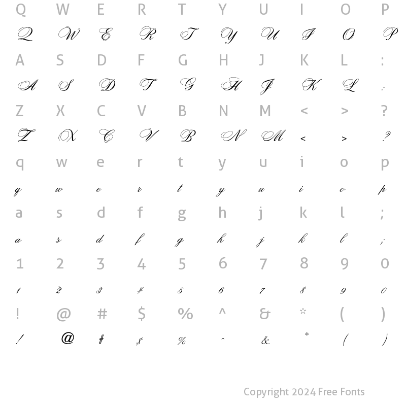 Character Map of OPTICits Regular