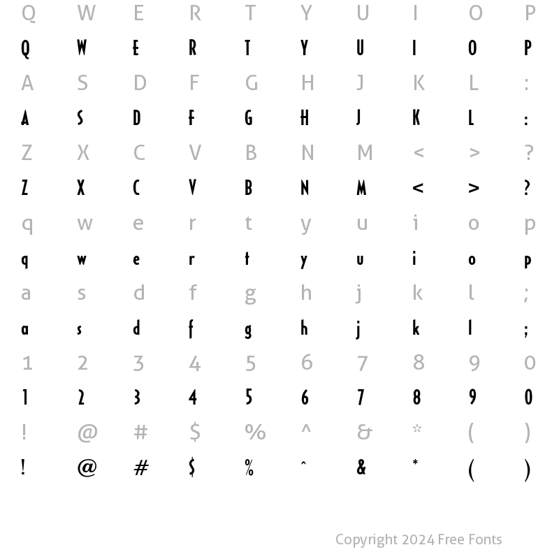 Character Map of OPTICivet Cond Medium