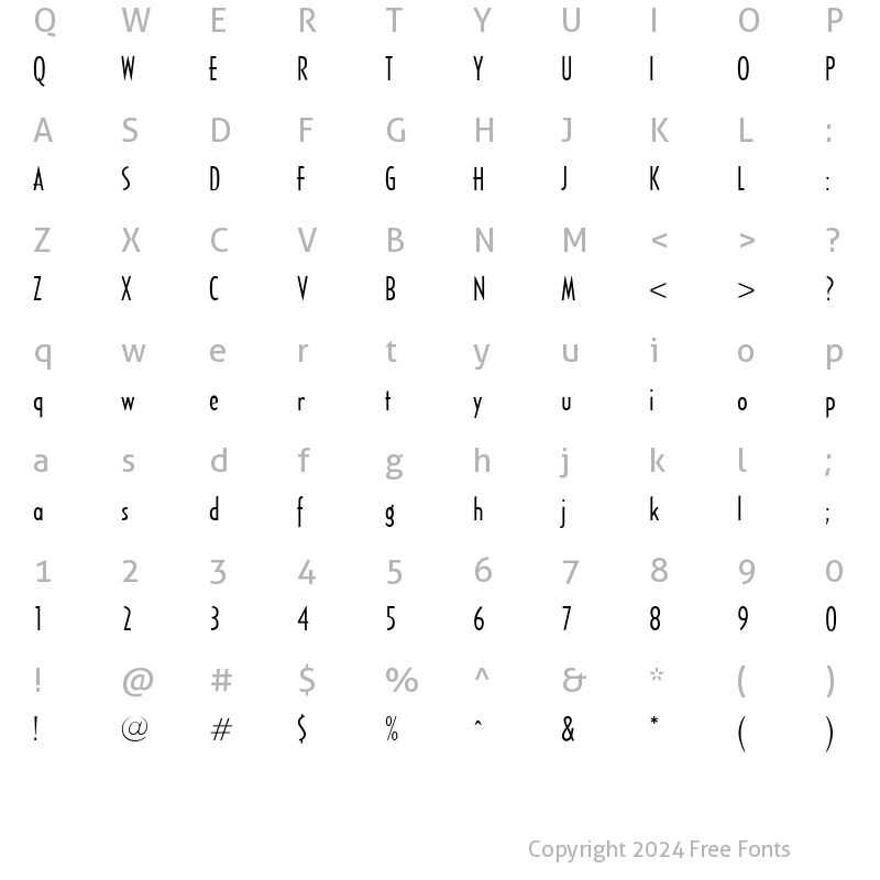 Character Map of OPTICivet Regular