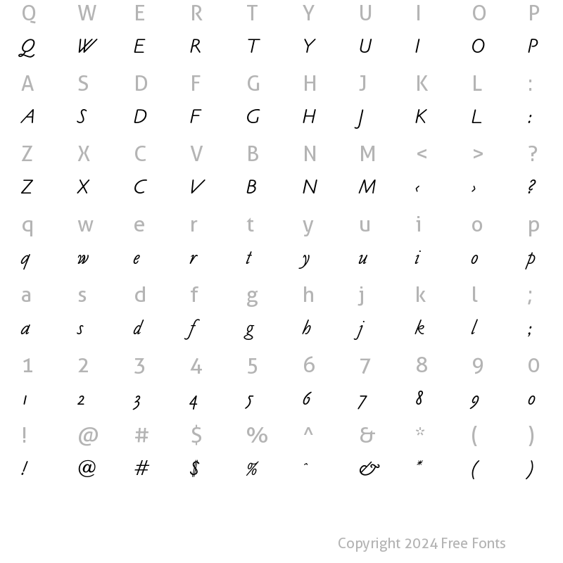 Character Map of OPTICookeSans Italic