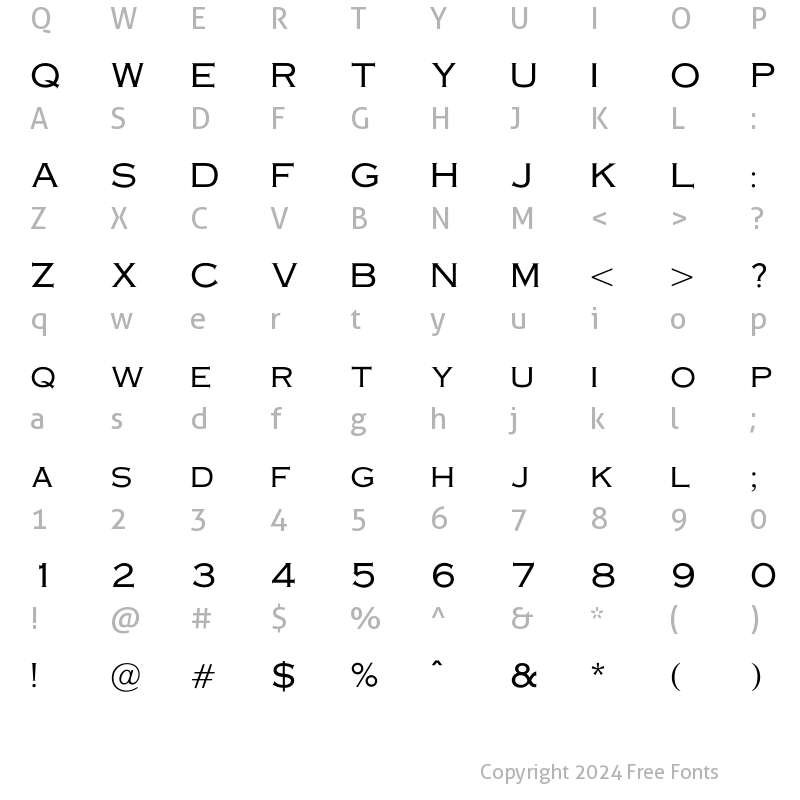 Character Map of OPTICopperplate-Light Regular