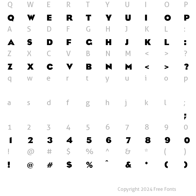 Character Map of OPTIEagle-Bold Bold