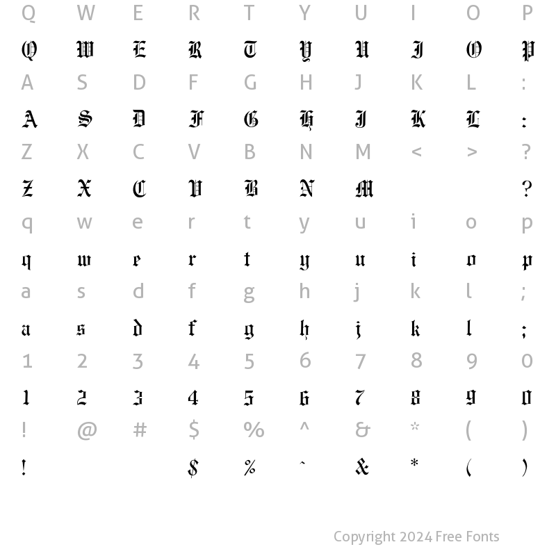 Character Map of OPTIEngraversOldEnglish Regular