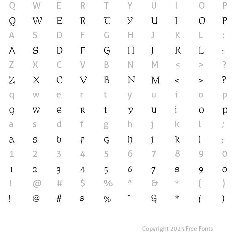 Character Map of OPTIFurst Regular