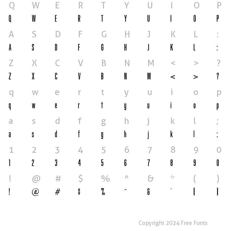 Character Map of OPTIGiant Regular