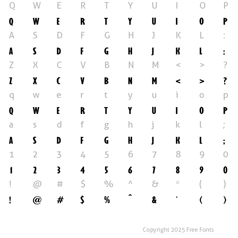 Character Map of OPTIGibby-XBoldXCondHeads Regular