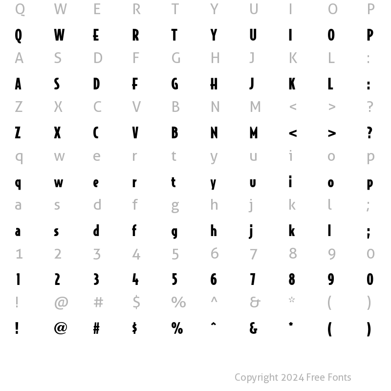 Character Map of OPTIJake Black Regular