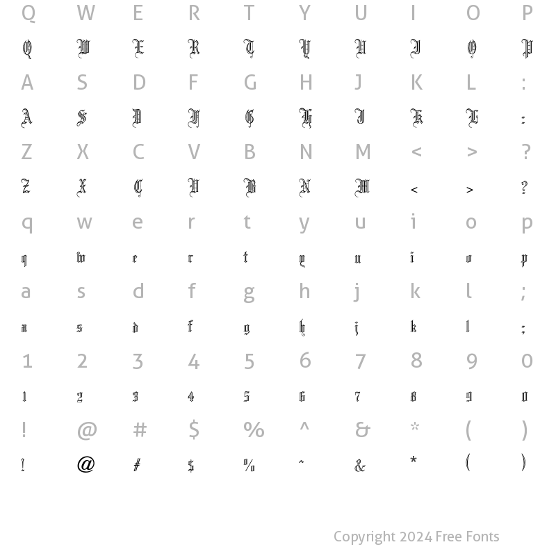 Character Map of OPTILeonTextC Regular