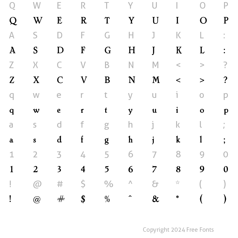 Character Map of OPTILothario Regular