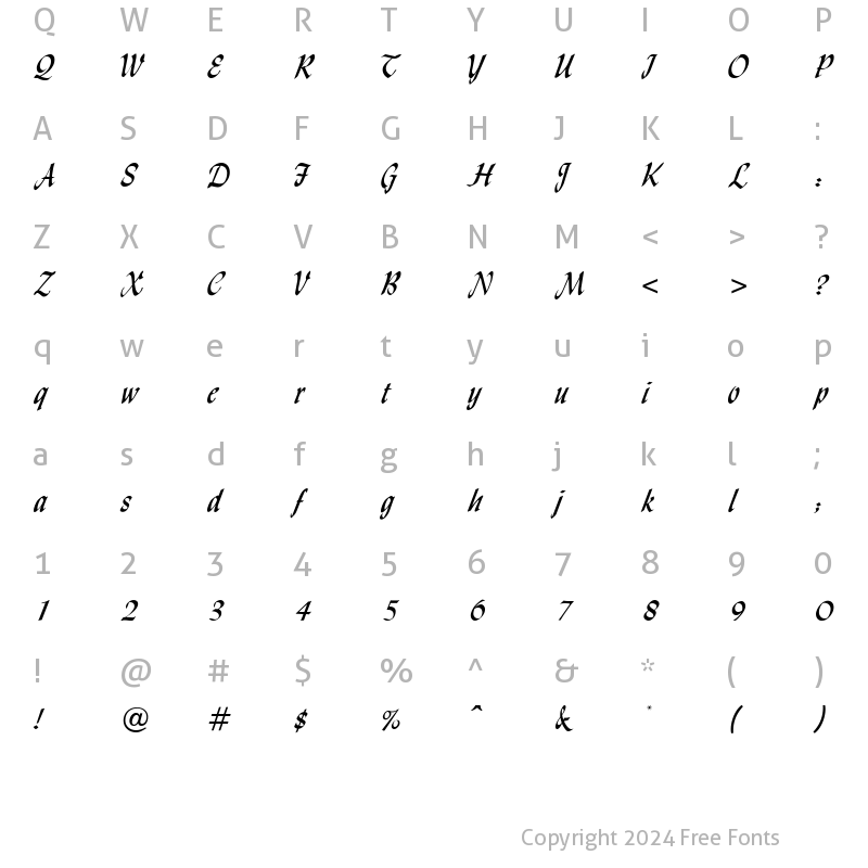 Character Map of OPTILydian Regular