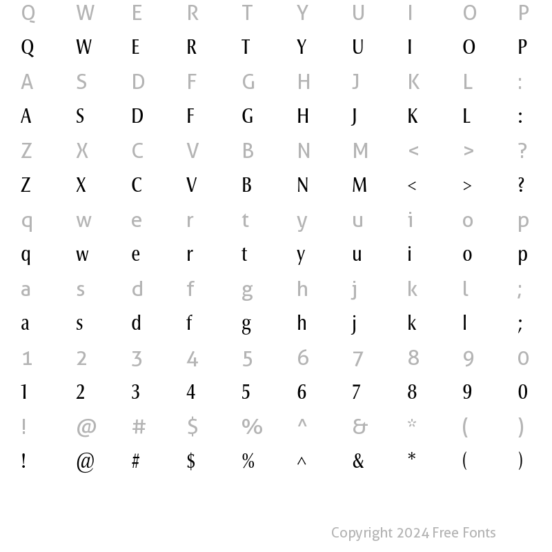 Character Map of Optima nova LT Condensed Medium