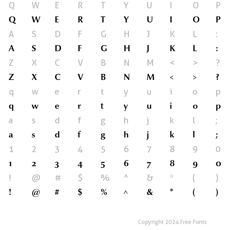 Character Map of Optima nova LT Old Style Figure Bold