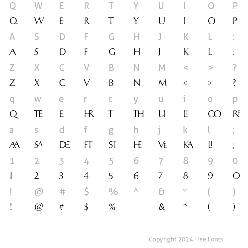 Character Map of Optima nova LT Titling Initials Regular