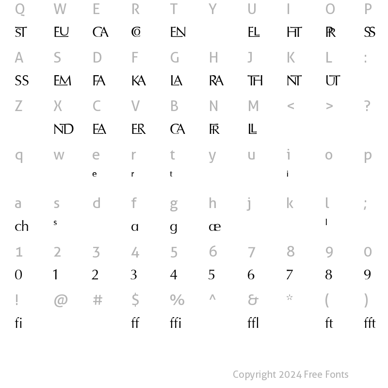 Character Map of OptimaLigatures Regular