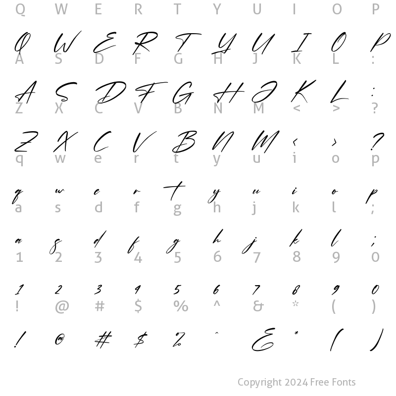 Character Map of Optimistic Signature Italic