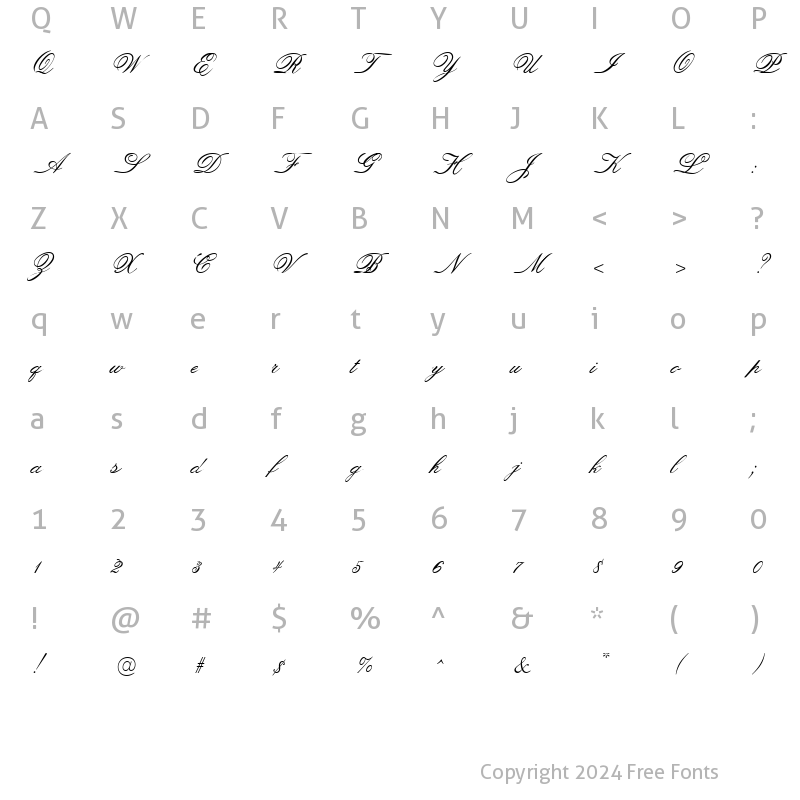 Character Map of OPTIOldF Script