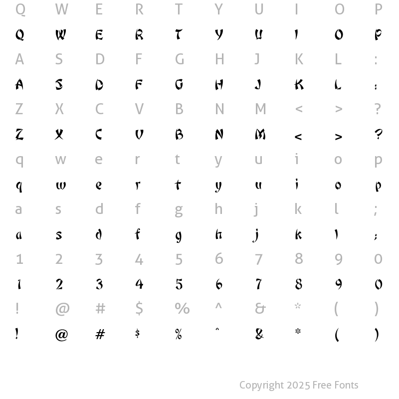 Character Map of OPTIPeking Regular