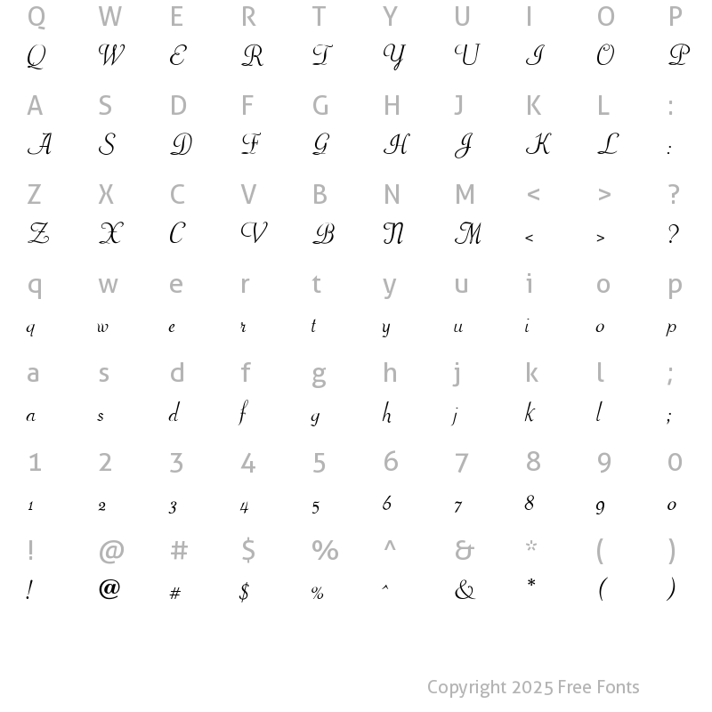 Character Map of OPTIPiranesi Regular