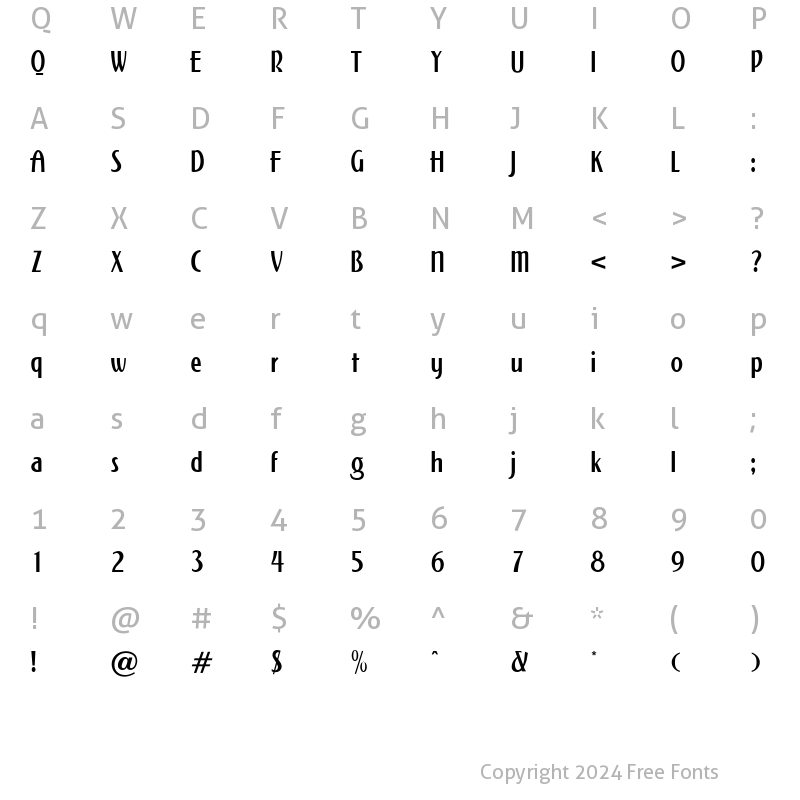 Character Map of OPTIPlayers Regular