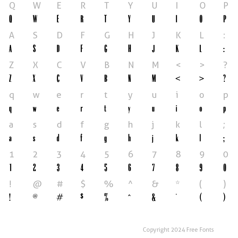 Character Map of OPTIRadiant Regular