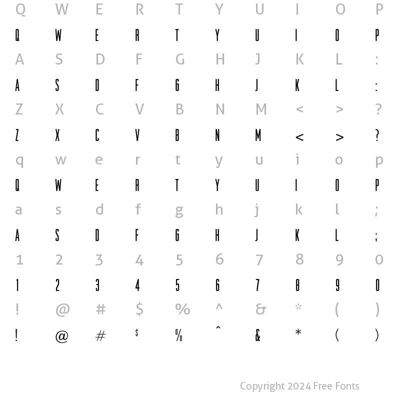 Character Map of OPTIRaleigh Gothic Regular