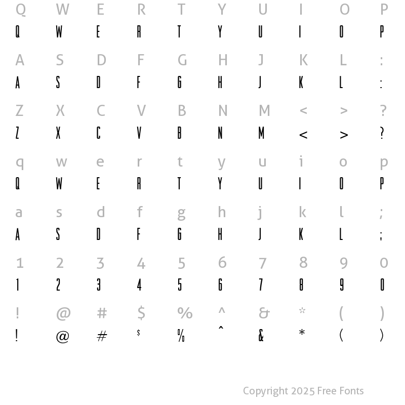 Character Map of OPTIRaleigh Regular