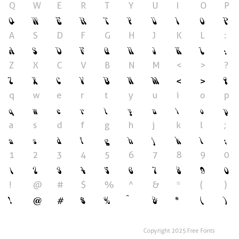 Character Map of OPTISmoke Regular